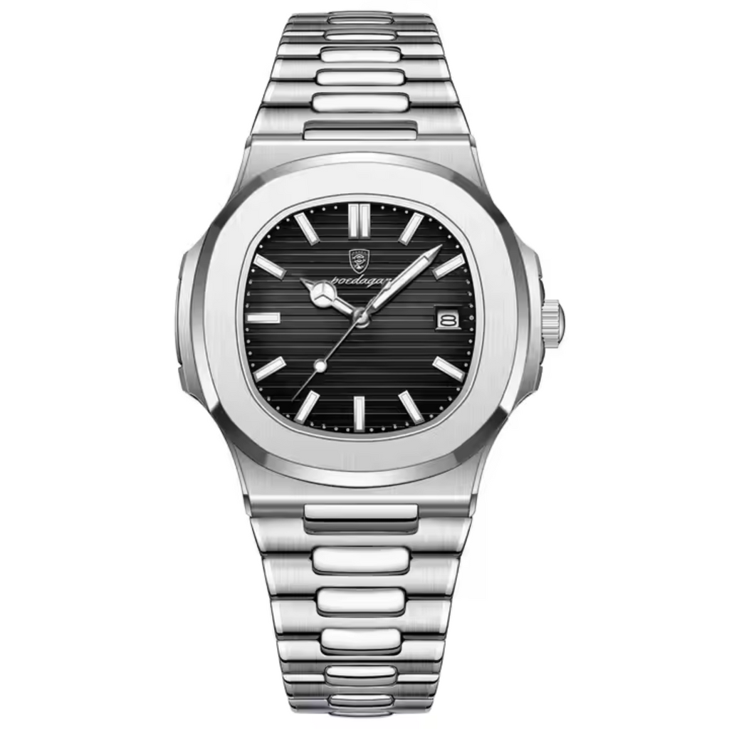 f-b-Poedagar Montre Carrée pour Hommes en Acier Inoxydable - Collection Élégance et Fonctionnalité