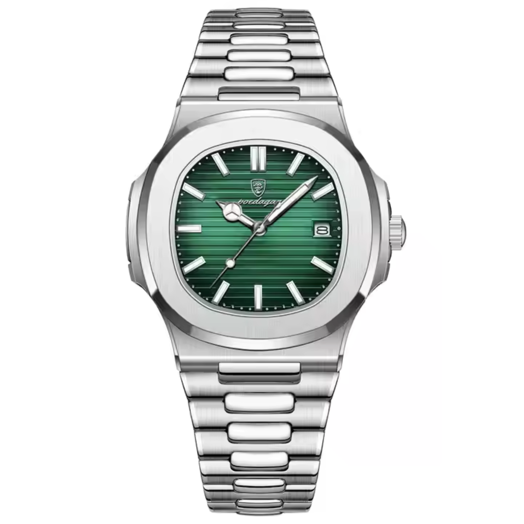 f-b-Poedagar Montre Carrée pour Hommes en Acier Inoxydable - Collection Élégance et Fonctionnalité