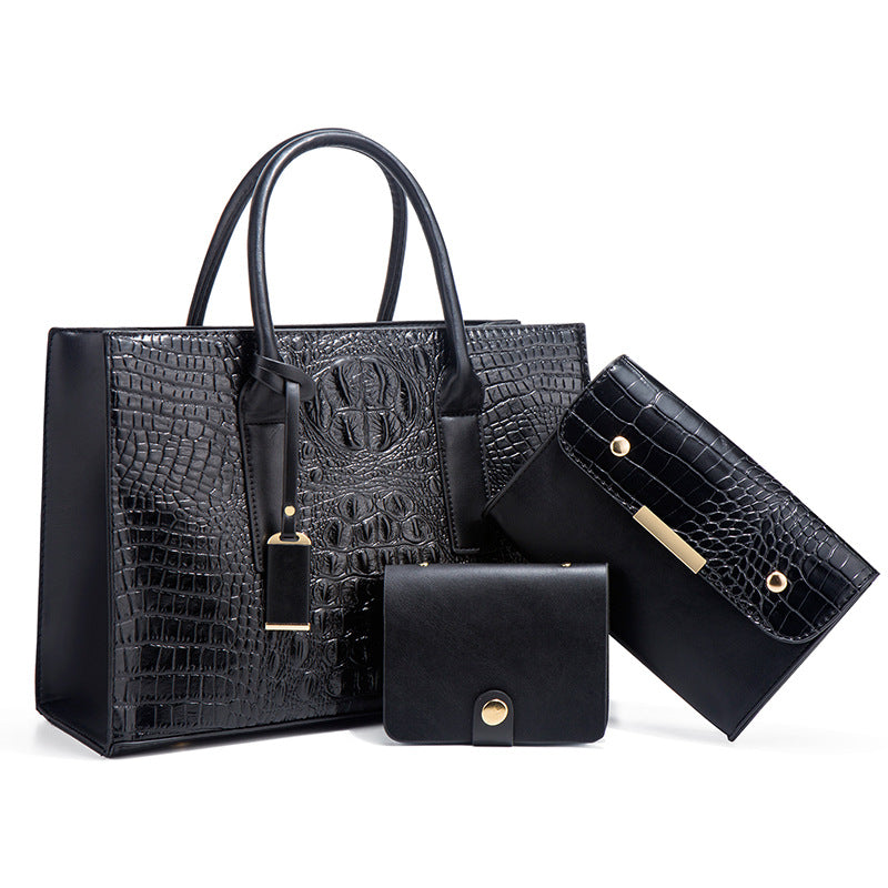 Ensemble de trois sacs à main et sacs bandoulière crocodile cuir pour femmes