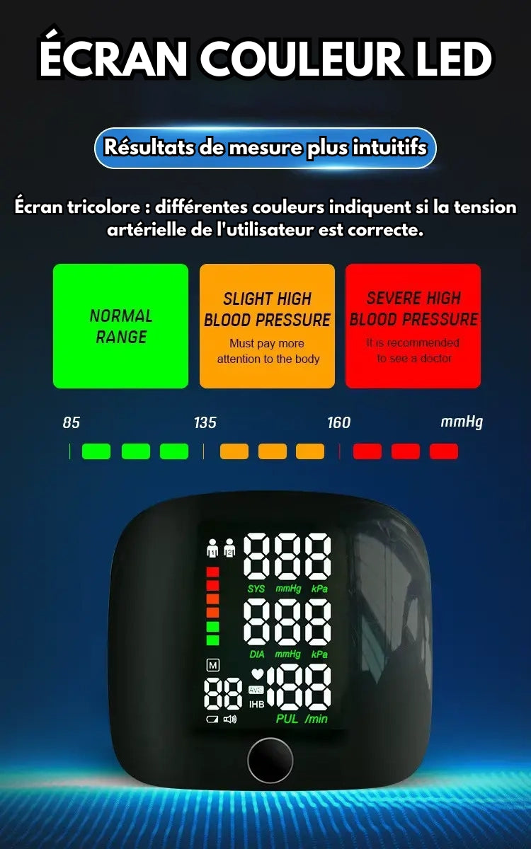 Tik-Bn- Tensiomètre Poignet Portable et Rechargeable Avec Écran LED BN