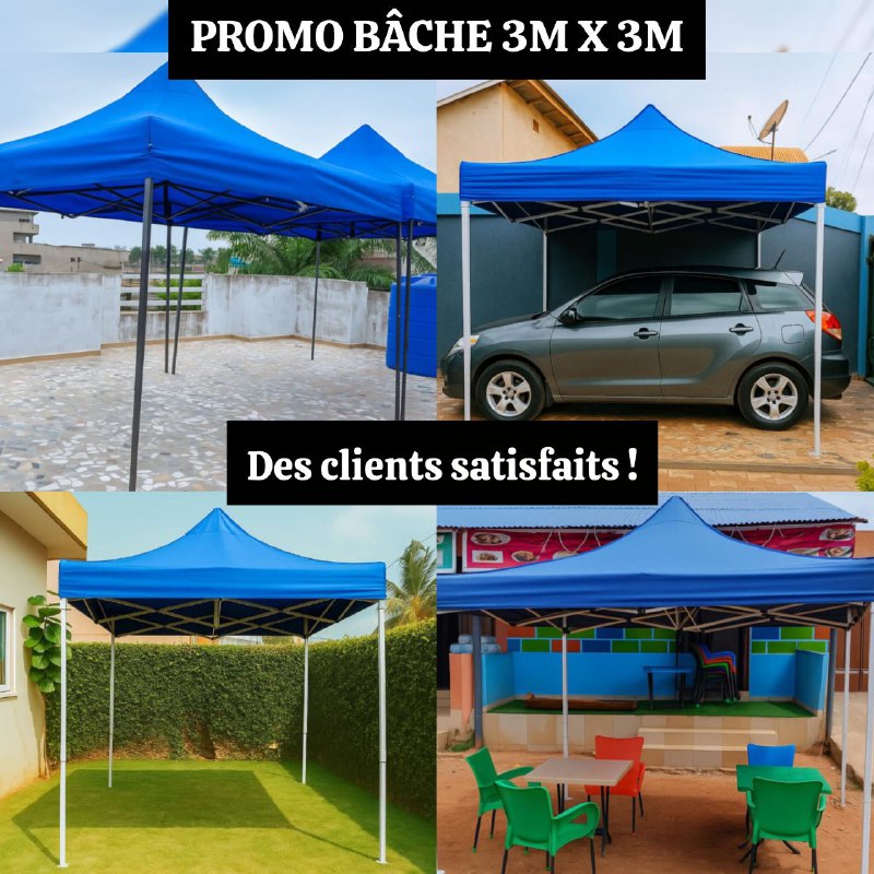 BIGU-Promo Bâche Tente 3m x 3m pour 24H