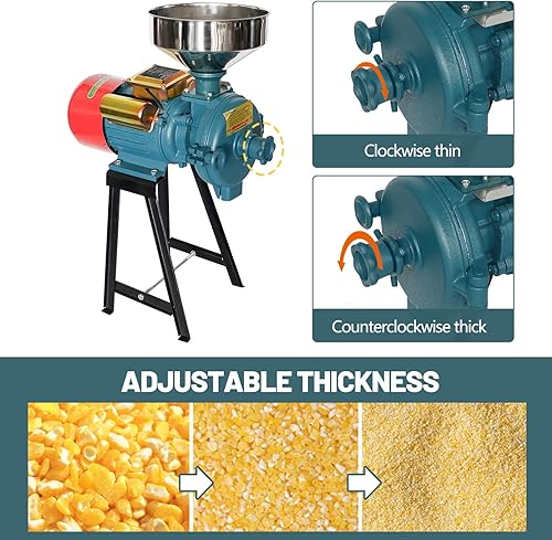 TIK - Broyeur électrique Woueniut haute puissance mixte Ecrase à sec et humide moulin à grains à épaisseur réglable, machine à poudre sèche pour épices ! :  graines, herbes, riz et maïs