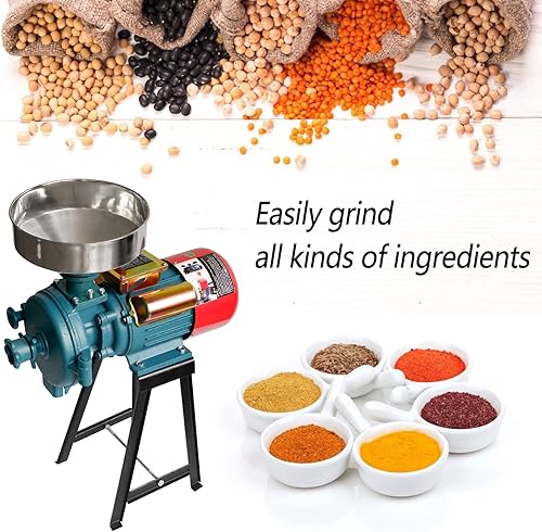 TIK - Broyeur électrique Woueniut haute puissance mixte Ecrase à sec et humide moulin à grains à épaisseur réglable, machine à poudre sèche pour épices ! :  graines, herbes, riz et maïs