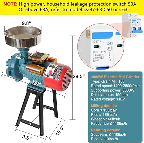 TIK - Broyeur électrique Woueniut haute puissance mixte Ecrase à sec et humide moulin à grains à épaisseur réglable, machine à poudre sèche pour épices ! :  graines, herbes, riz et maïs