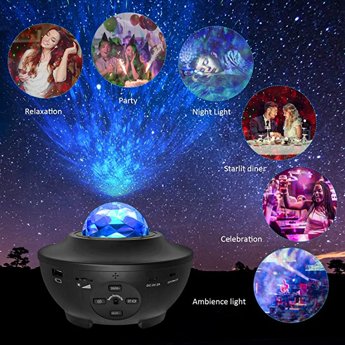 Projecteur Galaxie  étoilé avec 2 haut-parleurs Bluetooth intégré : Musique + Décor Chill pour vos soirées arrosée