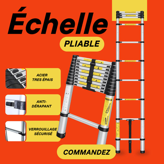 BN-BF-Echelle Télescopique Polyvalente 2,6M – Légère, Sécurisée et Facile à Ranger