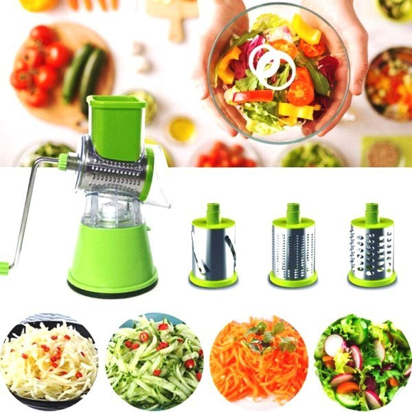 🥕 Râpe Rotative 3-en-1 – Le Secret d’une Cuisine Rapide, Facile et Sans Effort !