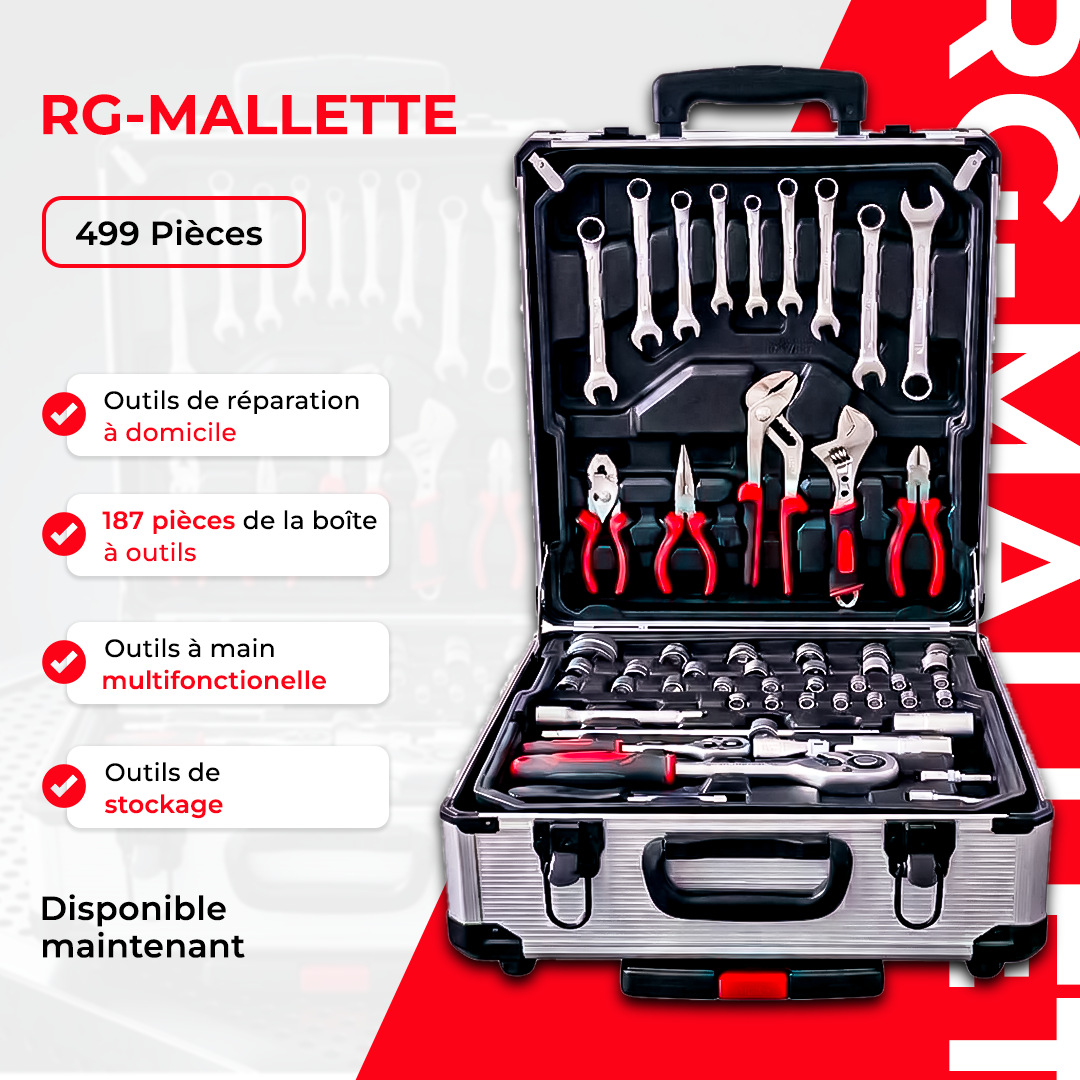 Mallette à outils 499 pièces ensemble d'outils de réparation à domicile à 4 couches en aluminium