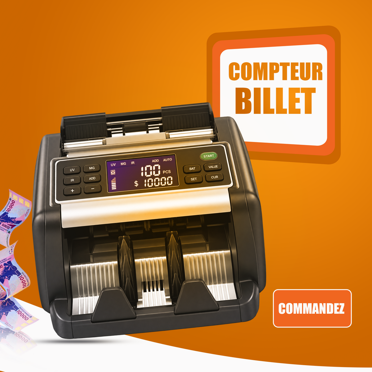 Optez pour la rapidité , la sécurité, la traçabilité et la performance en entreprise avec notre compteuse PROFESSIONELLE de billets