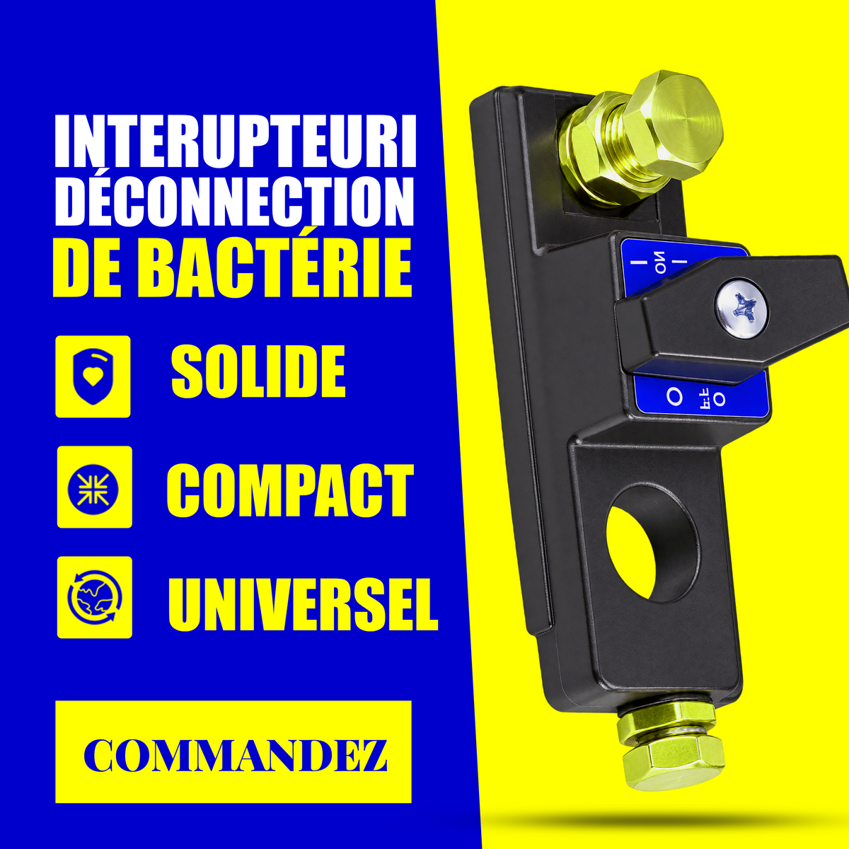 INTERRUPTEUR DE DÉCONNECTION DE BACTÉRIE 01 Acheté = 01 offert