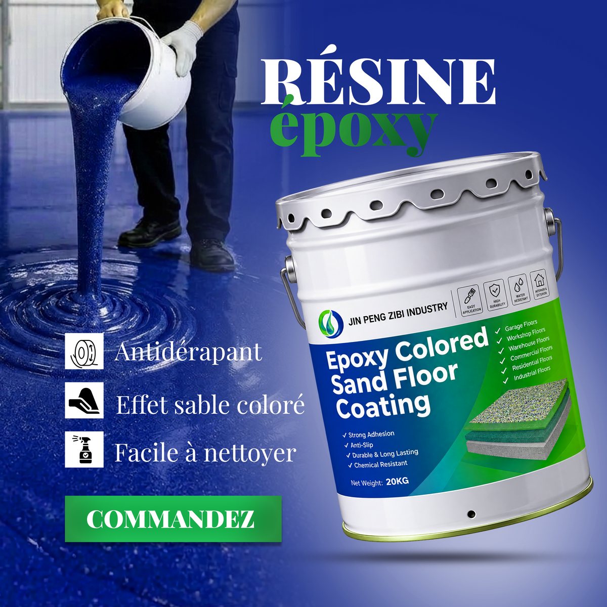 Transformez vos maisons , bureaux , garages , terasses , entrepots , magasins ,usines , etc avec la Résine Epoxy grise sableux de quotiplus