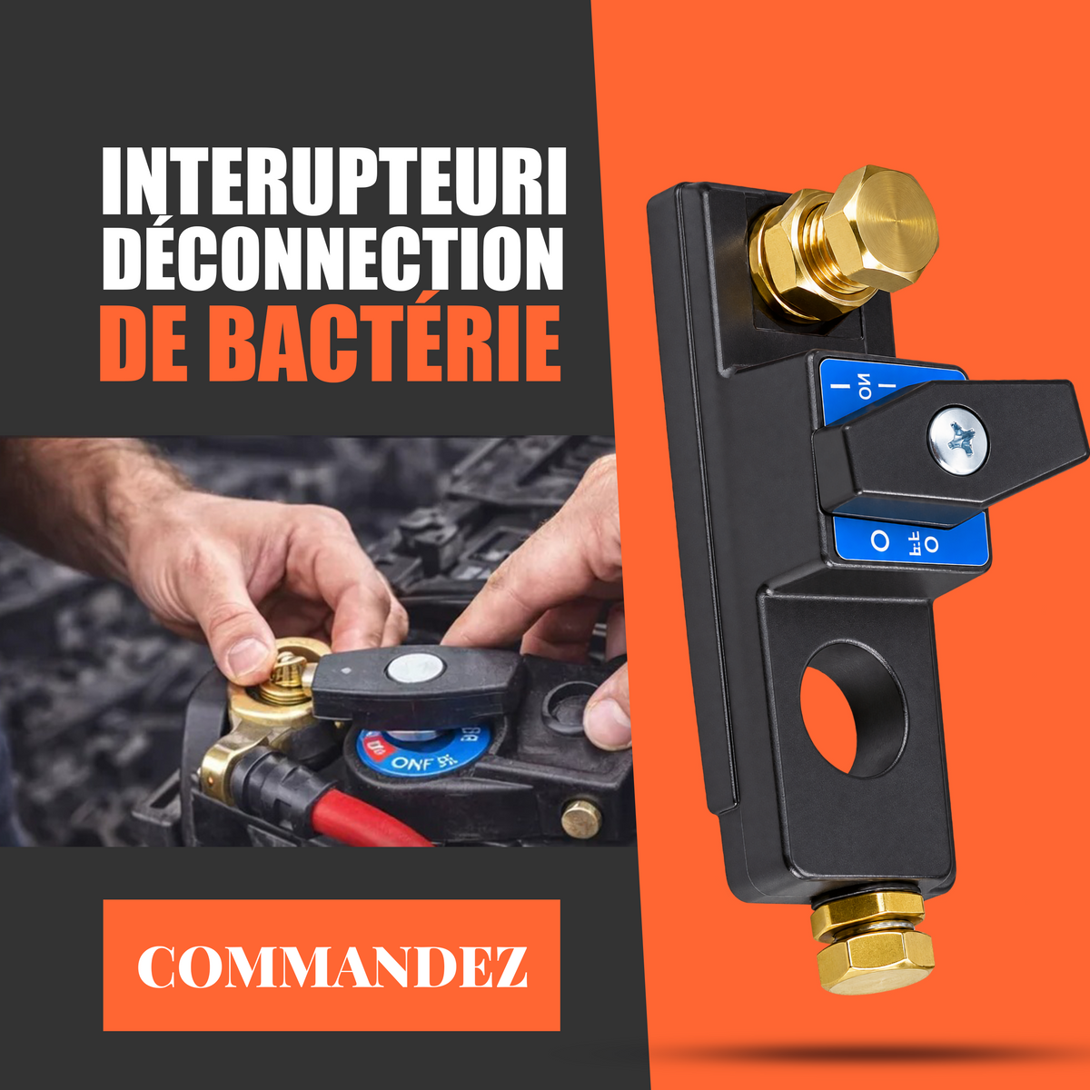 INTERRUPTEUR DE DÉCONNECTION DE BACTÉRIE 01 Acheté = 01 offert