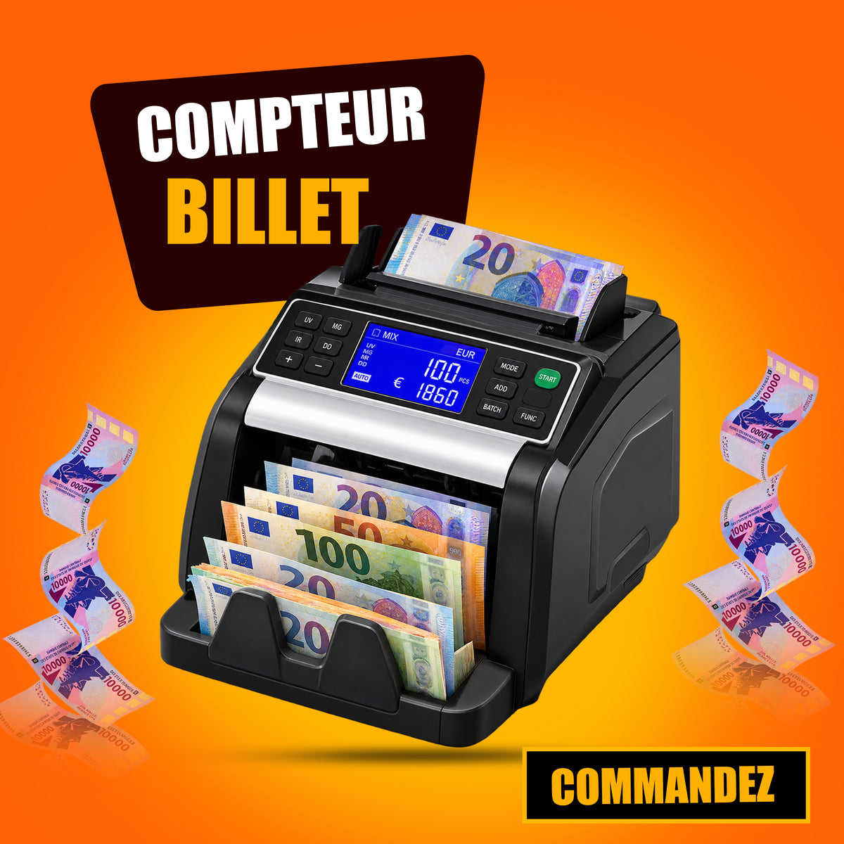 Optez pour la rapidité , la sécurité, la traçabilité et la performance en entreprise avec notre compteuse PROFESSIONELLE de billets
