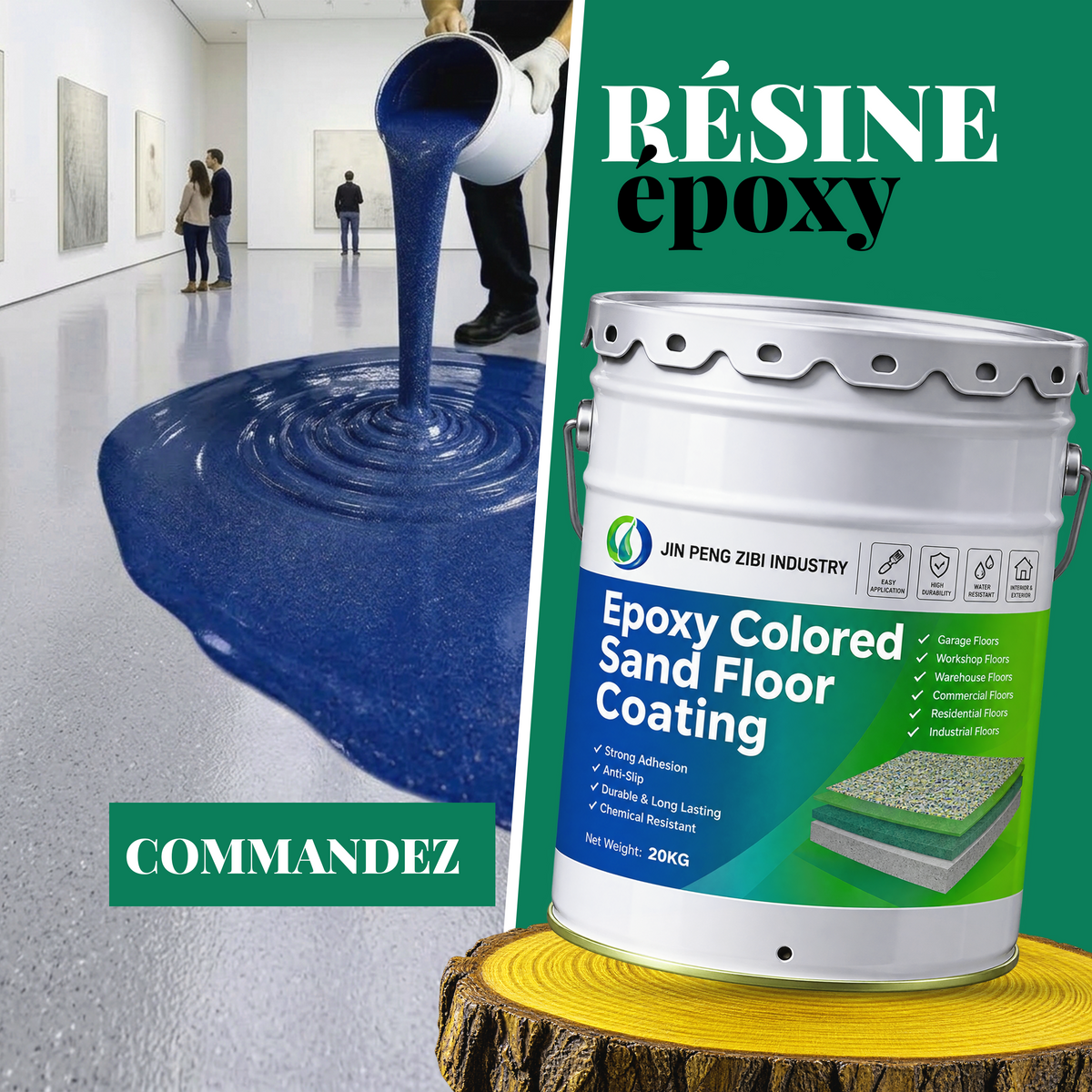 Transformez vos maisons , bureaux , garages , terasses , entrepots , magasins ,usines , etc avec la Résine Epoxy grise sableux de quotiplus