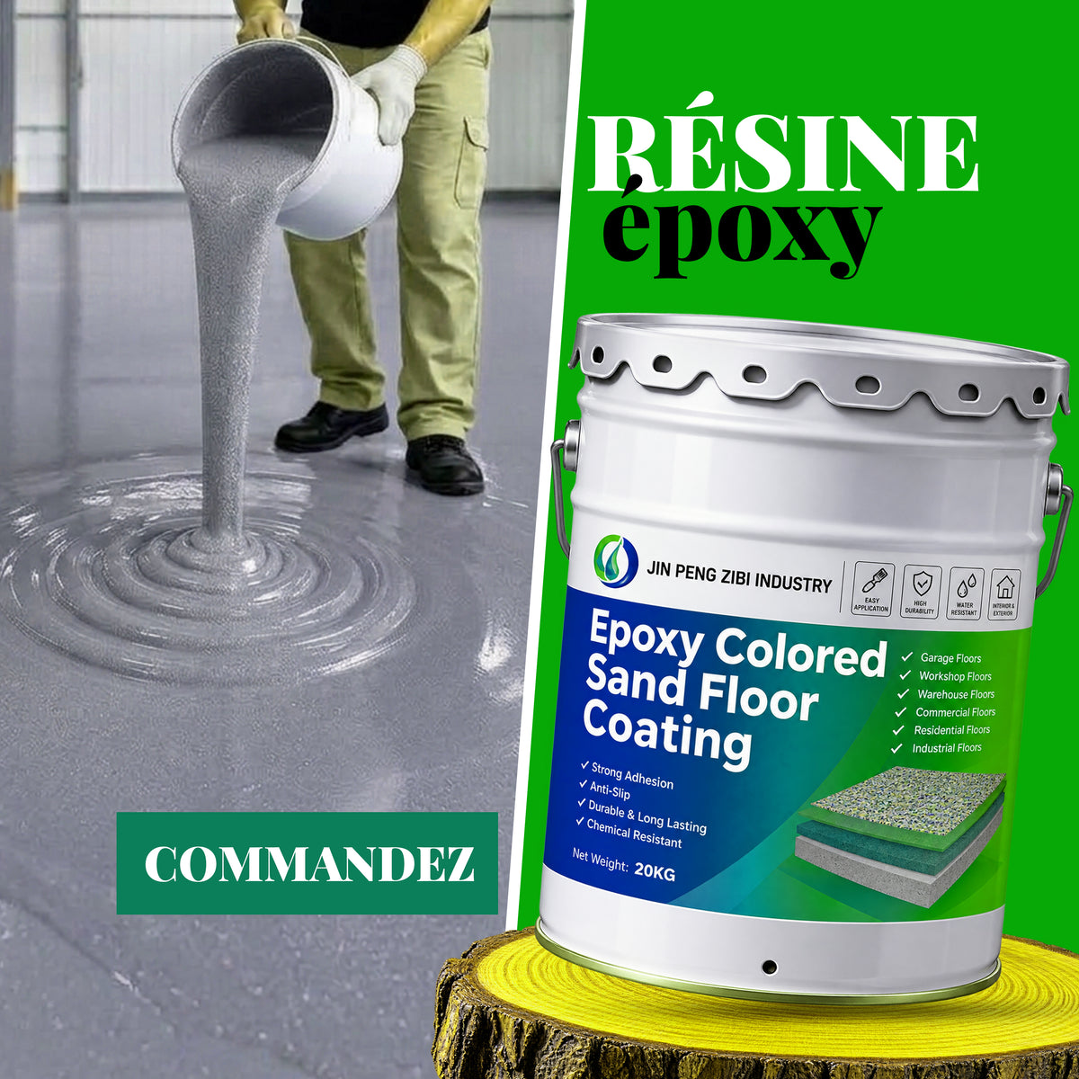 Transformez vos maisons , bureaux , garages , terasses , entrepots , magasins ,usines , etc avec la Résine Epoxy grise sableux de quotiplus