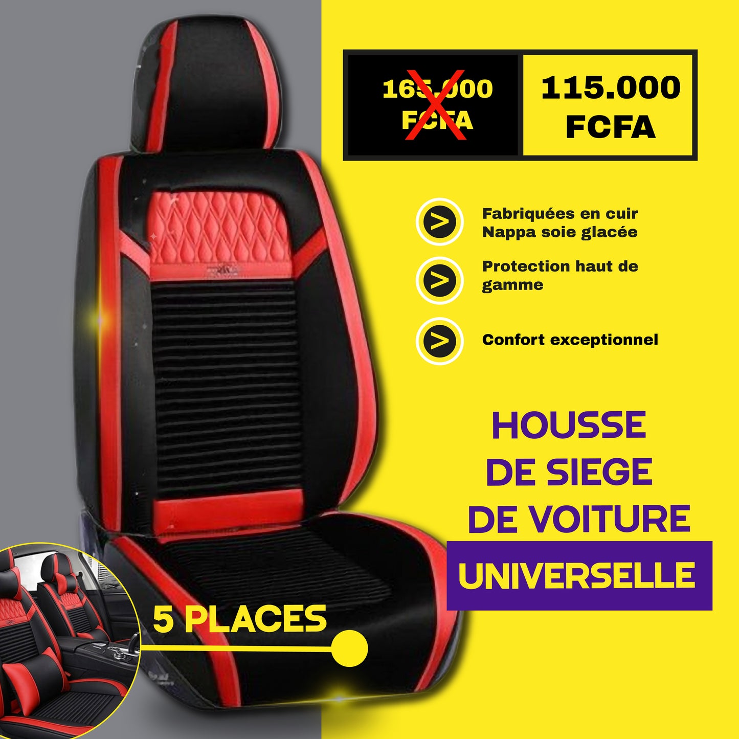 FBSN - Housses de Siège Universelles 5 Places en Cuir