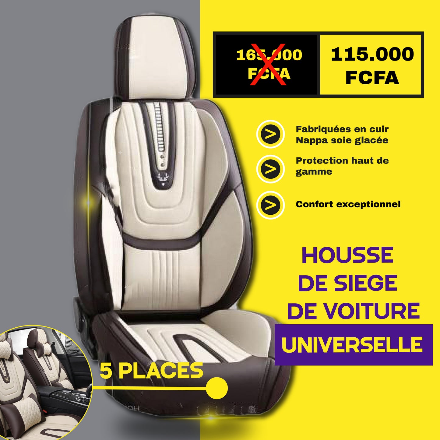 FBSN - Housses de Siège Universelles 5 Places en Cuir