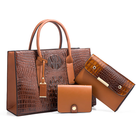 Ensemble de trois sacs à main et sacs bandoulière crocodile cuir pour femmes