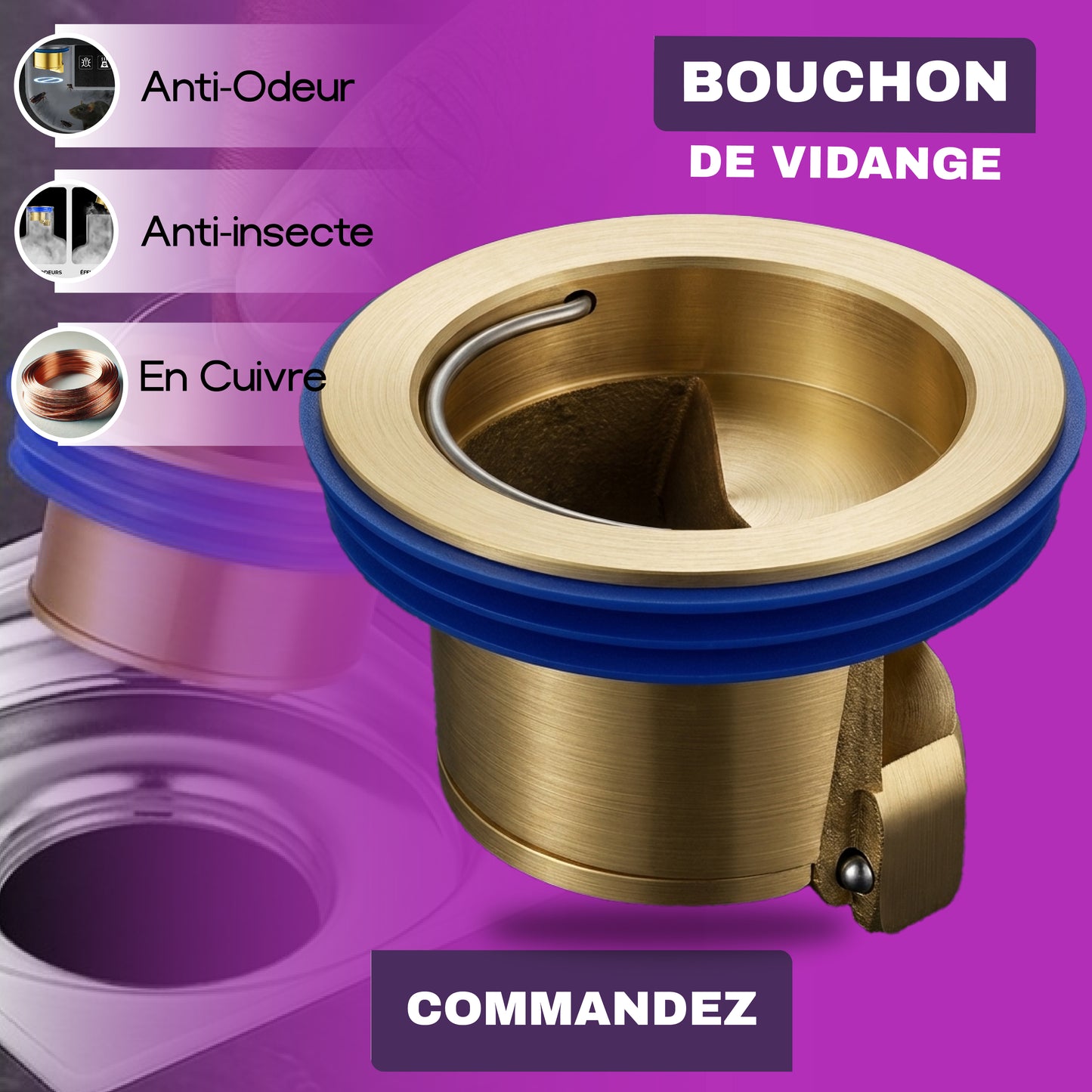 Pack de 2 bouchons anti-odeur pour toilettes, prévention des insectes et désodorisation