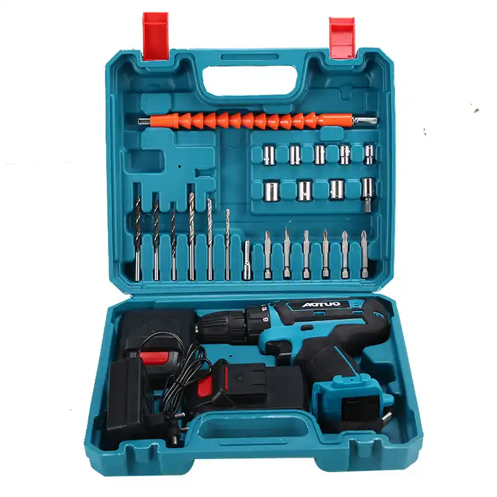 Perceuse sans fil Portable multifonction électrique à main, Kits de perceuse industrielle Rechargeable au Lithium, jeu de tournevis électriques 58V + 2 Batteries