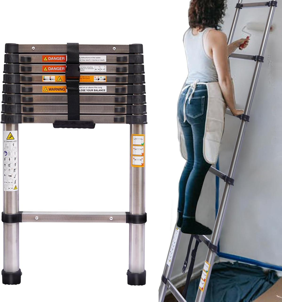 BN-BF-Echelle Télescopique Polyvalente 2,6M – Légère, Sécurisée et Facile à Ranger