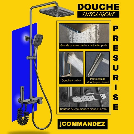 Colonne de Douche intelligente pressurisée à température constante à effet pluie 4 en 1