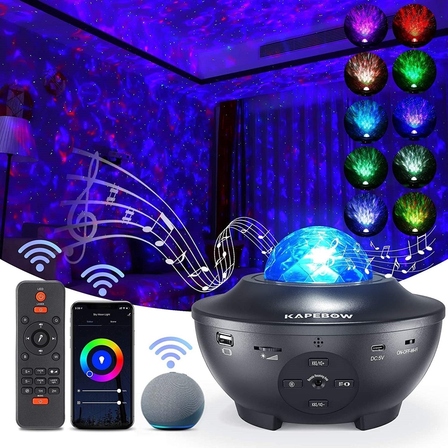 Projecteur Galaxie  étoilé avec 2 haut-parleurs Bluetooth intégré : Musique + Décor Chill pour vos soirées arrosée