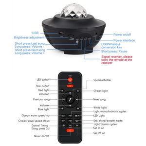 Projecteur Galaxie  étoilé avec 2 haut-parleurs Bluetooth intégré : Musique + Décor Chill pour vos soirées arrosée