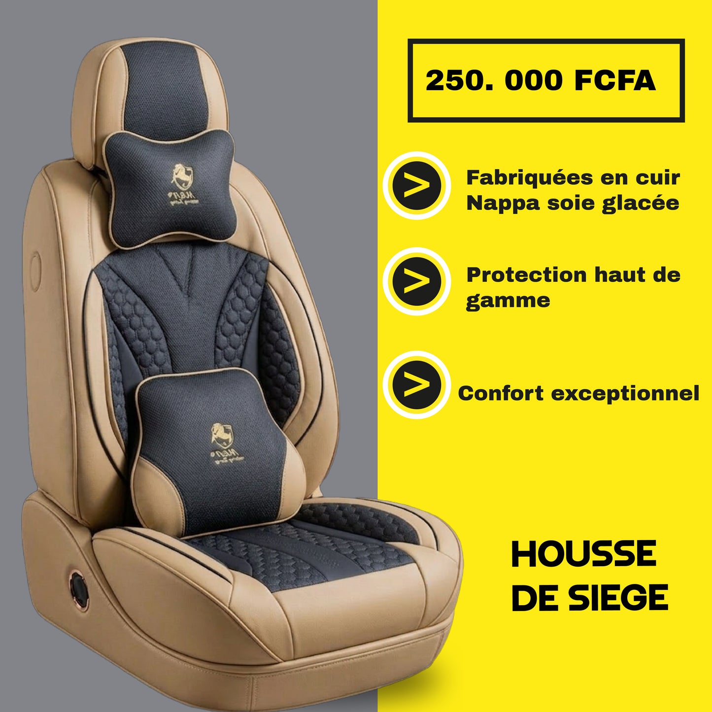 FB- BW - Housses de Siège Universelles 5 Places en Cuir